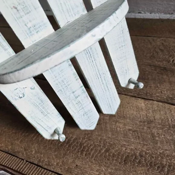 White & Teal Picket Fence Peg Key Rack Wall Hanging Primitive Farmhouse Shelf - Picture 6 of 8